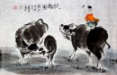 Kind ring een koe-Qiniu - Chinees schilderij