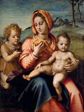 Madonna mit Kind und dem kleinen Johannes in einer Landschaft