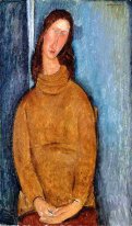 jeanne hebuterne in a yellow jumper 1919