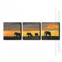 Hand-painted Oil Painting Animal Oversized Landscape - Set of 3