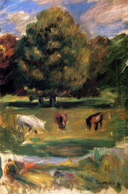 Paysage avec des chevaux