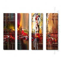 Hand-painted Abstract Oil Painting - Set of 4