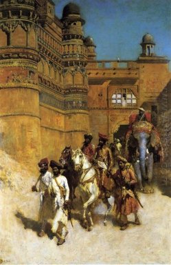 La Maharahaj di Gwalior davanti al suo palazzo