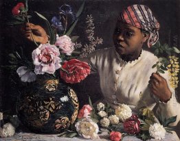 Negress with Peonies