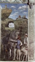 Horse and groom with hunting dogs, from the Camera degli Sposi o