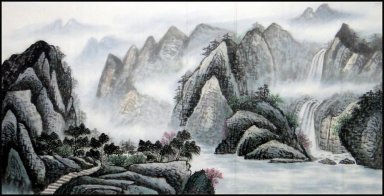 Berg und Wasser, Baum - Chinesische Malerei