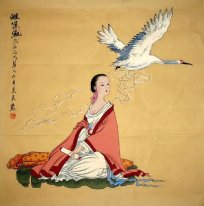 Grue Blanche, fille-baihe - Peinture chinoise