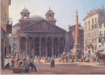 Pantheon och Piazza della Rotonda I Rom 1835