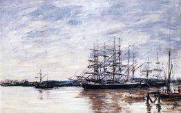 Three Masted Ship In Port Bordeaux