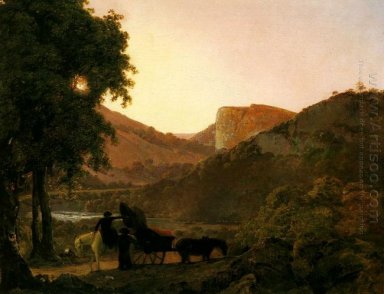 Landschaft mit Figuren und ein Tilted Cart Matlock Hogh Tor in d