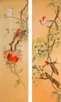 Pájaros y flores - Pintura china