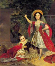 Portrait Of Volkonskis Children With Blackamoor