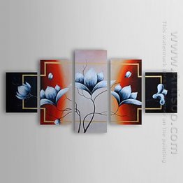 Hand-painted Floral Oil Painting - Set of 5