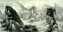 Une cour dans la montagne - Peinture chinoise