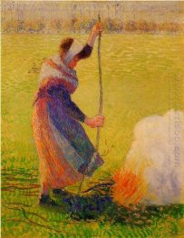 woman burning wood