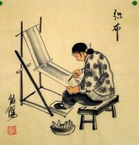 Old Beijingers, spinning - Chinese painting