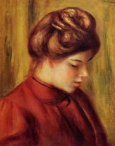 Profil einer Frau in einer roten Bluse 1897