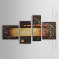 Hand-painted Abstract Oil Painting - Set of 4