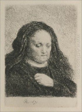 Rembrandt S Madre En Un Vestido Negro En letra pequeña Upright 1