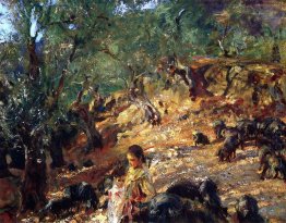 Ilex Wood At Majorca With Blue Pigs 1908