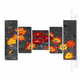 Hand-painted Abstract Oil Painting - Set of 5