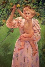 Baby Reaching For An Apple Aka Child Picking Fruit