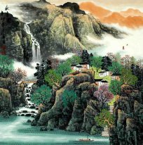 A Village in the Mountain - Chinese Painting