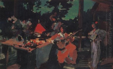 Auf einer Terrasse Abend in der Coutry 1901