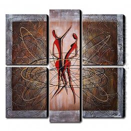 Hand-painted Abstract Oil Painting - Set of 5