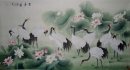 Crane & Lotus - peinture chinoise