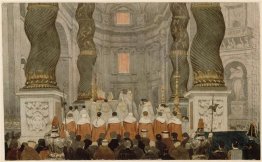 Papal Ceremony In St Peter S In Rome Under The Canopy Of Bernini