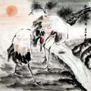 Crane-Sun - Peinture chinoise