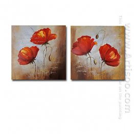 Hand-painted Floral Oil Painting - Set of 2