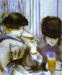 two women drinking bocks 1878