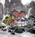 En liten by - kinesisk målning