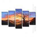 Tangan-Dicat Landscape Oil Painting - Set Dari 5