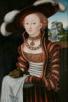 Portrait Of A Young Woman Holding Grapes And Apples 1528