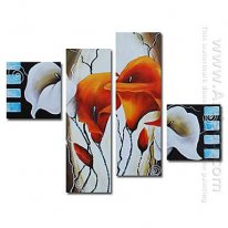 Hand-painted Floral Oil Painting - Set of 4