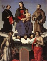 Madonna en kind Met Vier Heiligen Tezi Altaarstuk