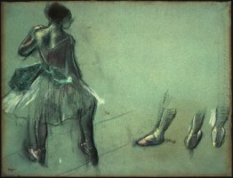 dancer seen from behind and 3 studies of feet