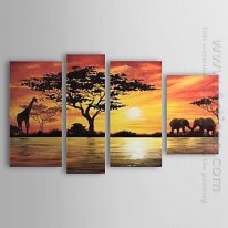 Hand-painted Landscape Oil Painting - Set of 4