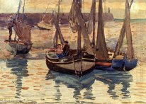 Pequeños barcos de pesca Treport Francia 1894