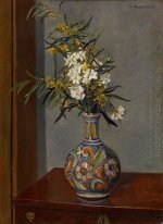Flores brancas em um vaso decorado 1906