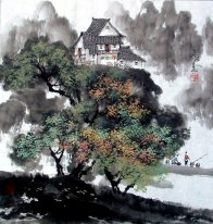 Trees and Buillding - Chinese Painting