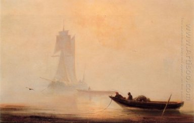 Fischerboote in einem Hafen 1854