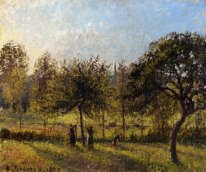 Ondergaande zon herfst in eragny 1900