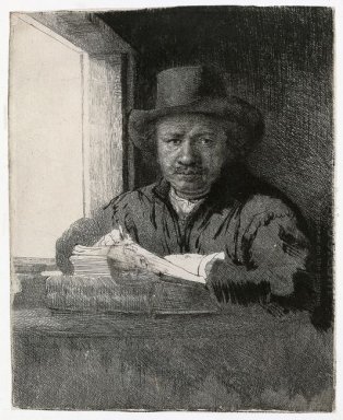 Zelfportret Tekening Bij Een Raam 1648