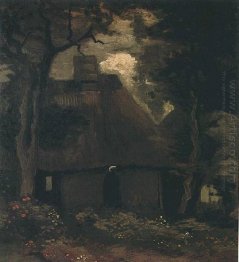 Cottage With Trees And Peasant Woman 1885