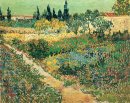 Trädgård med blommor 1888 1