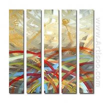 Hand-painted Abstract Oil Painting - Set of 5